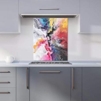 Designer Explosive Colour Cascade Kitchen Splashback (600mm x 750mm)