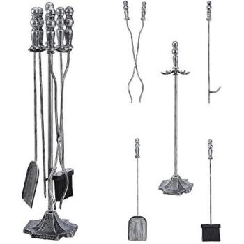 Dovre Attrezzi da Camino, Kit in Metallo Argento