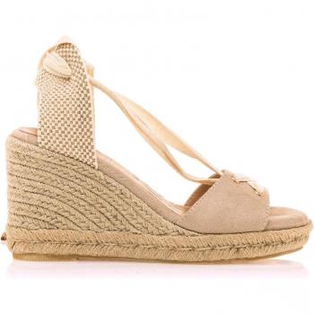 Mustang Sandalias Cuña Mujer Beige Semi Abierta