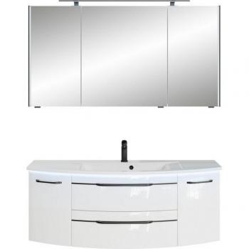 Hochglanz Badmöbel-Set SAPHIR 2-teilig mit Spiegelschrank