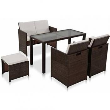 VidaXL Garten-Essgruppe aus Poly Rattan in Braun