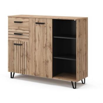 Marron Commode Amber 120.1×100 cm – 2 tiroirs + 2 portes (Vicco)