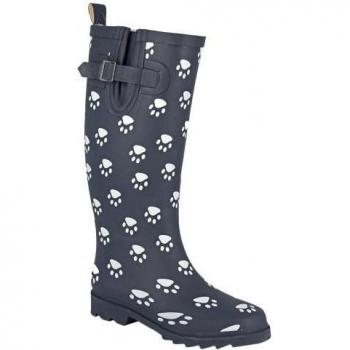 StormWells Dames Rubberlaarzen met Pootafdruk 7 UK Marinekleur