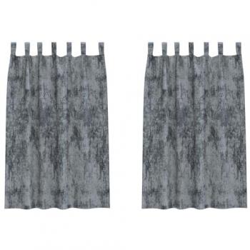 Rideaux en Velours 2 Pcs Gris Argenté 175 x 140 cm