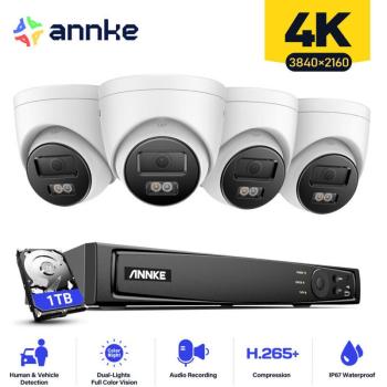Pacchetto 4K Video NVR 4×8MP con Telecamere a Visione Notturna – Annke