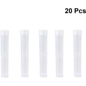 Tubos de ensayo desechables de plástico, 20 piezas, 10 ml, con contenedor sellado y báscula