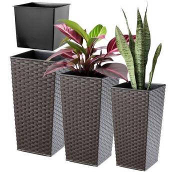 Eco‑Friendly Mocha Rattan Planters – 3‑Piece Set (25‑30‑35 cm)