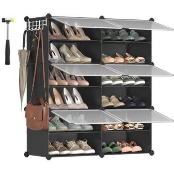 Mueble Zapatero Plástico Compartimentos Modular Estantería Modular, Negro / 6 Compartimentos