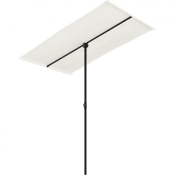 Parasol à pivot 360° pour extérieur, aluminium, 180×130 cm, finition blanc‑sable – modèle 02_0008217