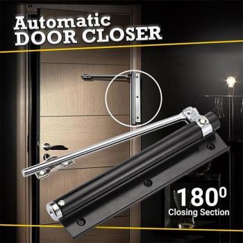 Black Adjustable Surface Door Closer with Stainless Steel Spring