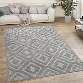 Tapis patio Paco Home motif scandi 3D gris 60x100 cm