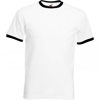 Playera de Manga Corta Ringer para Hombre 2XL (Negro y Blanco) – Fruit of the Loom