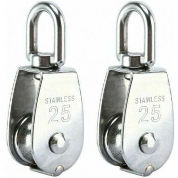 CYSLMUK Edelstahl Heberolle 25 mm, 250 kg Tragkraft – Silber Duo