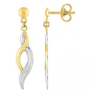Bijoux pendants bicolores en or 9 carats – boucle d’oreille femme