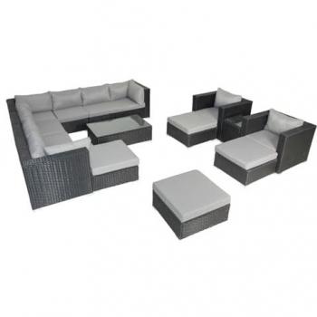 Mueble Modular Stalla 13/14 plazas con resina trenzada negra y gris