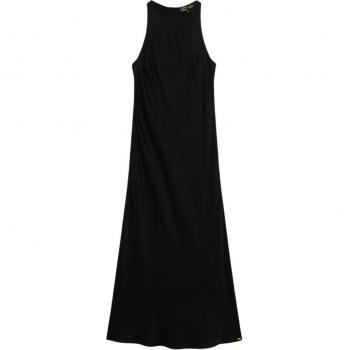 Vestito Lungo Nero in Satin Senza Maniche Superdry XL