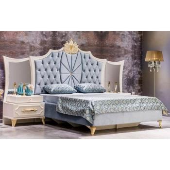 Elegantes Barock Schlafzimmer Set mit Spiegel-Nachttischen