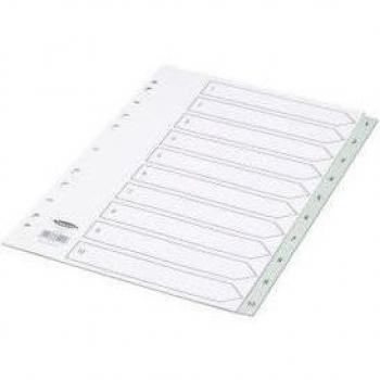Concord 10-Part Polypropylene A4 Index Dividers 1-10 Europunched Grey