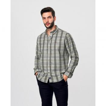Camisa Tejido Gabardina Hombres Cuadros Múltiples