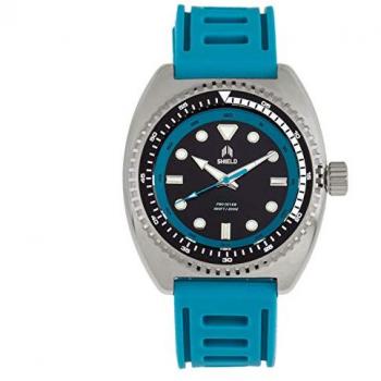 SHIELD Dreyer Quartz Teal Silicone Silver Men's Watch SLDSH107-4