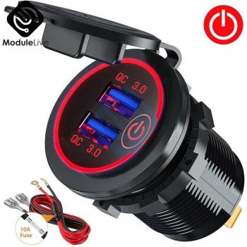 DC 12V QC3.0 Type-C PD USB Charger with Voltage Display