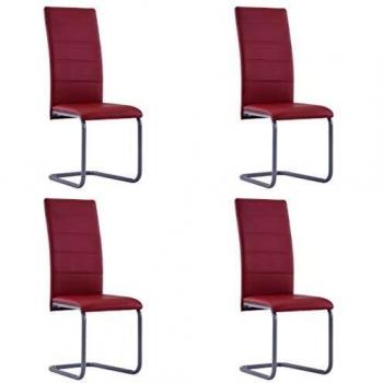 Sillas Voladizas de Cocina 4 Unidades Rojo