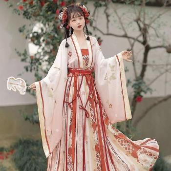 Tenue de Fête Hanfu Rouge et Bleu