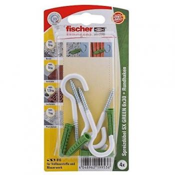 Fischer Lot de 4 Chevilles Verte SX 6 x 30 mm Droite à Gauche