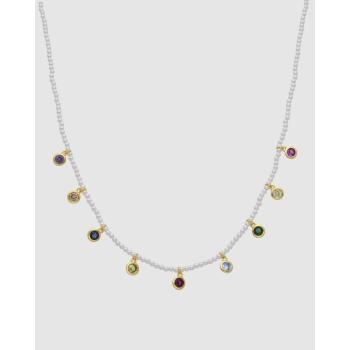 Collier Éclat Argent 925 & zircones multicolores dorés en Or 18 K – Luxenter Alori