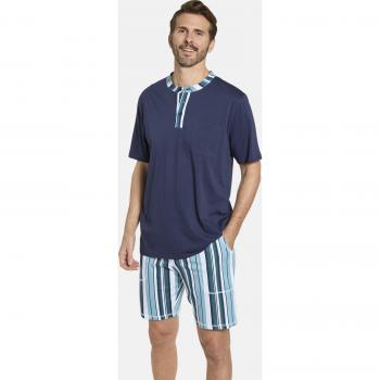 Schlafanzug VILORO Babista – Herren – 2‑teilig – Blau – farbige Print‑Details