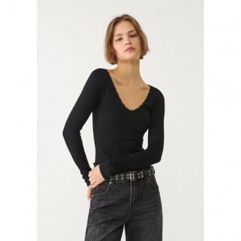 Stradivarius Black XL Seamless V-Tee