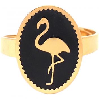 Bague de Diseño 'Flamant Rose' en Acero Negro