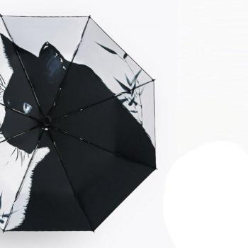 Sun and Rain Umbrella for Kids, Black Cat Folding Umbrella