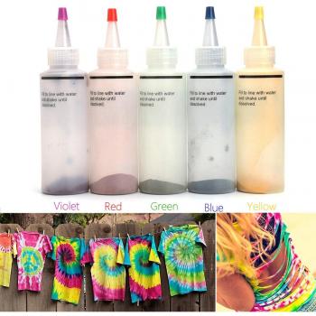Tie Dye Supplies Kit: 5 Bottles (22.6g/0.79oz), 20 Rubber Bands, 4 Vinyl Gloves