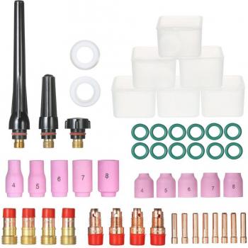 TIG Torch with #10 Gas Lens and 49 WP‑17/18/26 Glass Cups Set