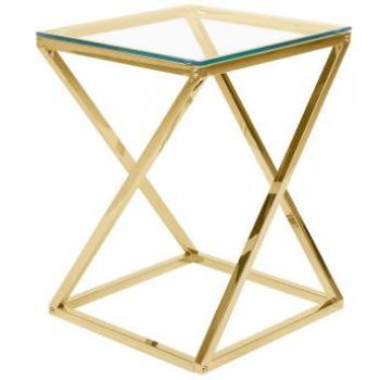 Beistelltisch Gold Transparent 40 x 55 cm mit Glasplatte und Edelstahlbeinen
