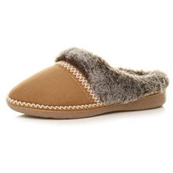 AJVANI Women's Frosted Fur Slippers in Tan – 3
