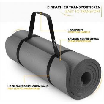 TRESKO Tapis de Gym en Mousse NBR (185 x 60 x 1,5 cm) Gris