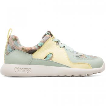 CAMPER Driftie Green Yellow Pink Youth Sneakers Size 3.5 Smooth Leather with Cotton