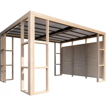 Pergola aus unbehandeltem Holz 'Ambre 1P' 401 x 304 cm