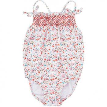Bañador de niña con tirantes cruzados y estampado de flores