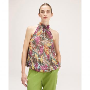 Blusa sin Mangas Motivi: Georgette Estampada y Forro Interior