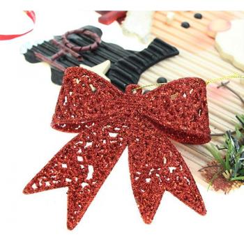 Nœud décoratif à suspendre pour Noël, paillettes, or, argent, rouge, 1 pièce
