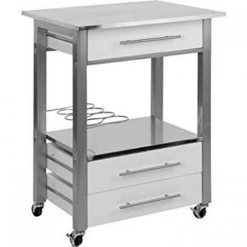 Carrito de cocina de MDF blanco