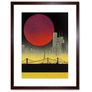 Urban Sunset Vibe – Artery8 9×7” Red Pop Art Print of Manhattan Bridge