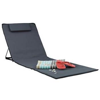 Sdraio Mare Portatile XXL Relaxdays, Lettino Imbottito con Cuscino, Antracite