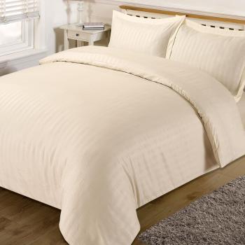 Brentfords Beautiful Satin Stripe Duvet Bedding Set, Cream, King