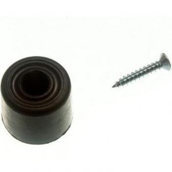 Durable Black Rubber Door Stop Stay Guard 28mm 1 1/8 Inch + Screws (Pack of 100)