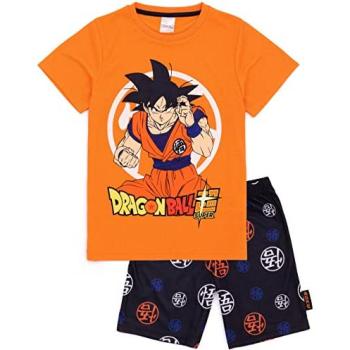 Dragon Ball Z Orange Pajama Set for Kids 9–10 Years (Short Sleeve, Short Leg)