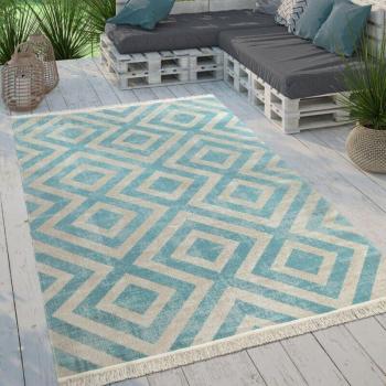 Alfombra Terracina Rombos Azul‑Blanco Ø200